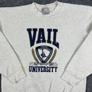 Oneita‎ Sweatshirt Mens Size L White Vail University Graphic Crewneck